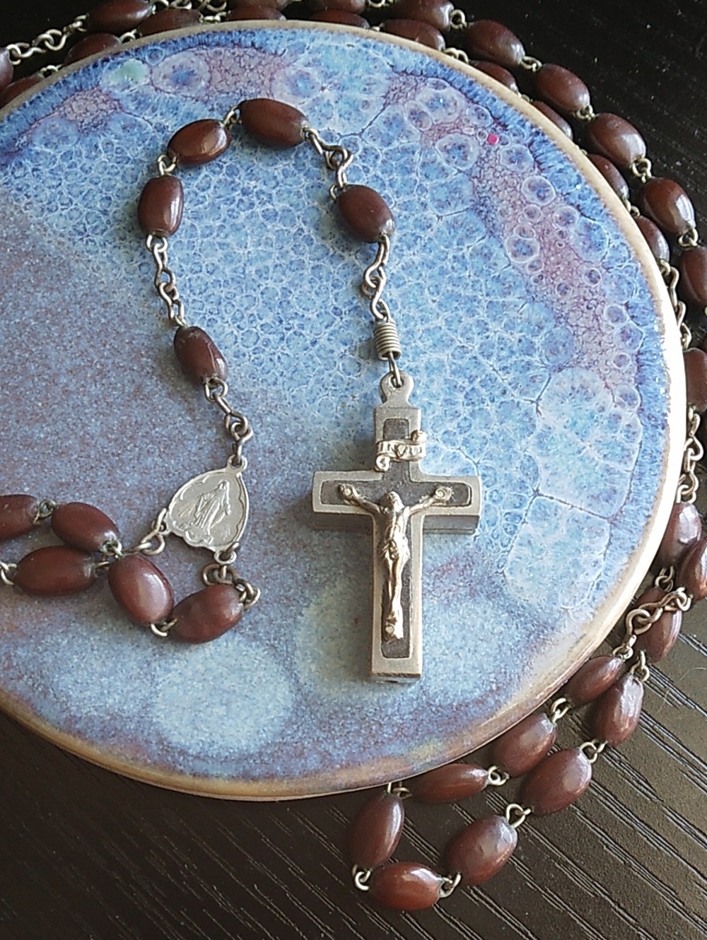 Antique Reliquary Rosary Crucifix St Dominic Tree Wood Relic Lignum Arboris Roma